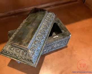 Faux Stone Rectangular Ornate Box