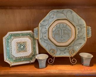 FITZ & FLOYD Holiday Themed Plates / Chargers with Accent Pieces