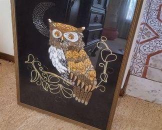 String art owl vintage decor framed $35