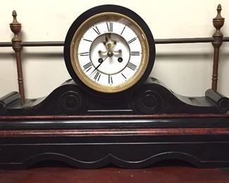 19th C Marble & Slate Mantle Clock $1,750