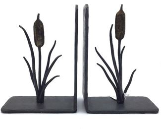 Hand Wrought Iroin Cat Tail Bookends 
