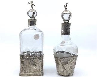 Decanters w/silver mounts 