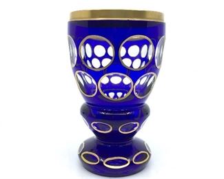 Cobalt to Clear Tumbler Gilt Accents 