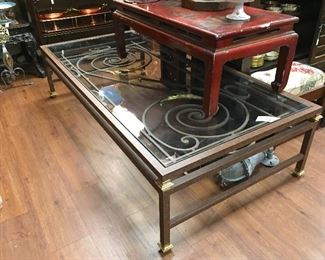Iron Glass Top Oversized Coffee Table 