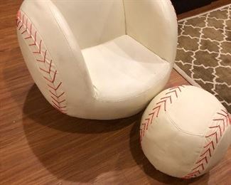 BASEBALL CHAIR WITH OTTOMAN, $75.