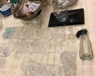 CRYSTAL & SILVER PLATE ITEMS