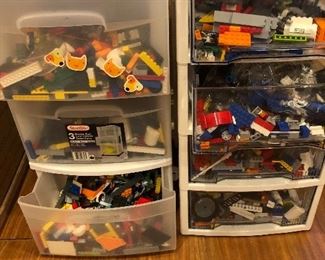 2 STORAGE SHELVES FULL OF LEGO, $75. EACH
