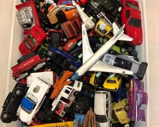 BOX OF CARS, TRUCKS, PLANES, ETC