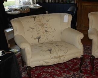 pair of wide upholstered chairs 