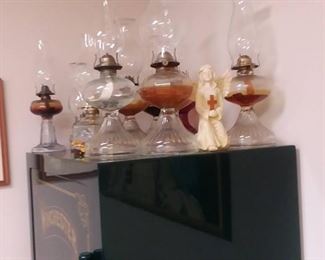 Oil lamps. Safe is not for sale.