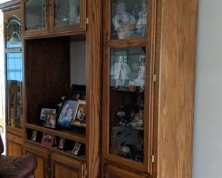 Oak bar curio cabinet