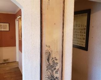 Antique Chinese brush painting, framed