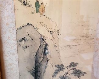 Antique Chinese brush painting, framed