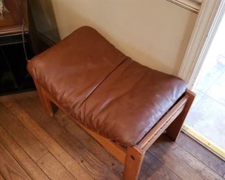 Danish modern leather ottoman