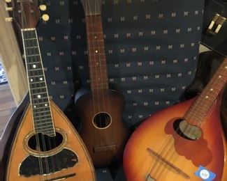 Vintage mandoline and ukelele