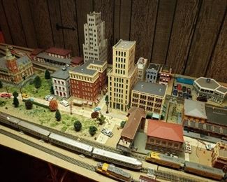 Vintage trains and building