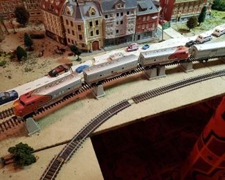 Vintage trains and building