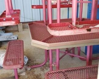 (2) Red Outdoor Tables