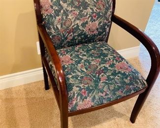 $60 EACH 2 WOODEN FLORAL SIDE CHAIRS 
22”W x 22”D x 32”H