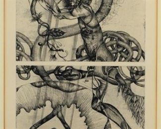 Fred N. Hollis Christ Modern Surrealist Engraving