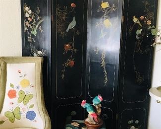 Asian Lacquered Screen, Hunt scene on reverse side, $250