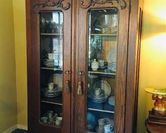 Beautiful antique oak curio cabinet, $650, SOLd