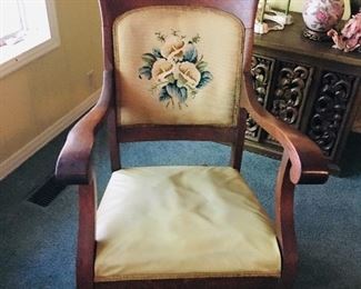 Antique Rocker with Needlepoint, $95
