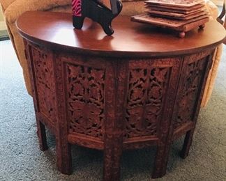 Carved Middle Eastern Lamp Table, $100