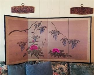 4 Panel Asian Screen, $125, Carved Wood Pieces SOLD