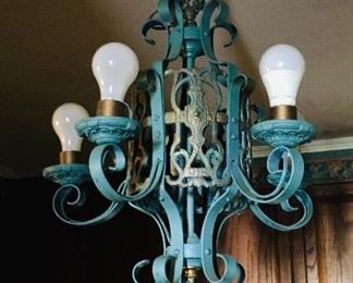 Green Metal Chandelier, $125