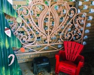 Pink Scroll Bamboo Headboard, $40