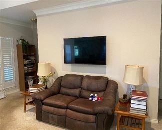 LG Flat Screen Television, Leather Love seat 