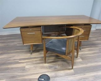 Desk 1 Alma Mid Century Executive Desk with Credenza with matching Chair (2 Available)