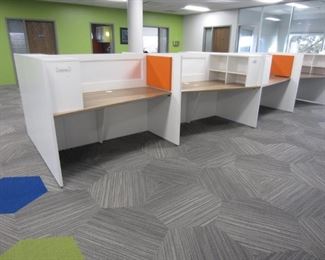 8 Desk Work Stations with Back Wall (Can be separated)