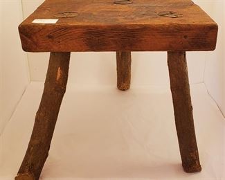 primitive wood stool