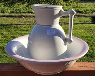 Antique pitcher and bowl set American pottery jug & bowl set.