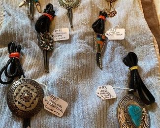 Large selection of Silver and Turquoise Bolos.