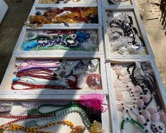 AMBER, Rose quartz,  semi precious stone necklaces