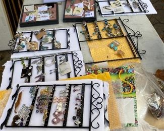 racks of earrings...sterling, turquoise, misc