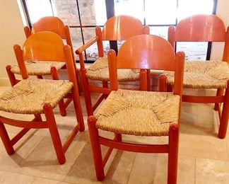 Vintage Hank Lowenstein (orange) rattan chairs
