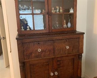 Item 1 ( was $1800) NOW $900 19th Century Antique Cabinet. It measures approximatly 42.25" W by 80" H by 20.25" D.There is a surface crack on one pane of the glass.