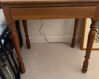 Item 6 $195 Table with drawer that measures 28" W bye 20.5" D by 28.5" H. It has a single drawer.