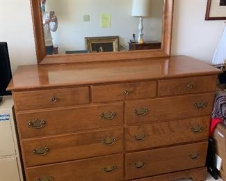 Maple Dresser and Mirror in very good condition. $250 it measures about r 19.5” D by 52” W by 35” H