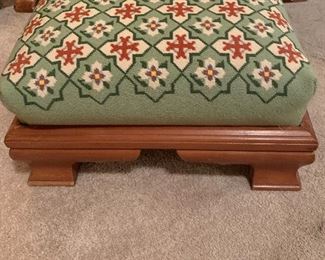 Footstool with needlepoint cover $50