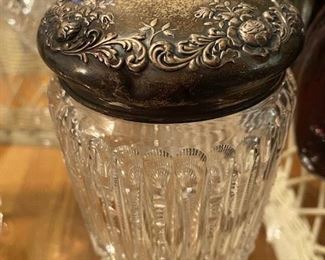 Item 46 Large Dresser Jar with Sterling Lid $175