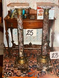 Item 65 Antique Marble Columns Attributed to the Kate Smith Estate $1200 Pair