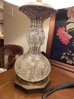 Item 69 Antique American brilliant Cut Crystal Double Gourd Lamp $200