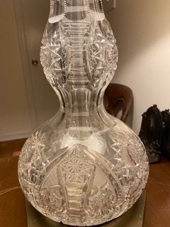 Item 69 Antique American brilliant Cut Crystal Double Gourd Lamp $200