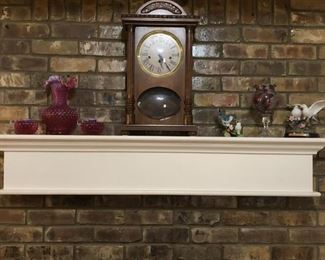 Vintage glassware and mantle clock