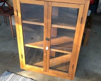 Oak rotating bookcase - doors open on both sides